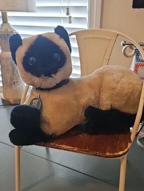 Vintage Plush Siamese Cat Toy - Beige and Black - Dakin 1973